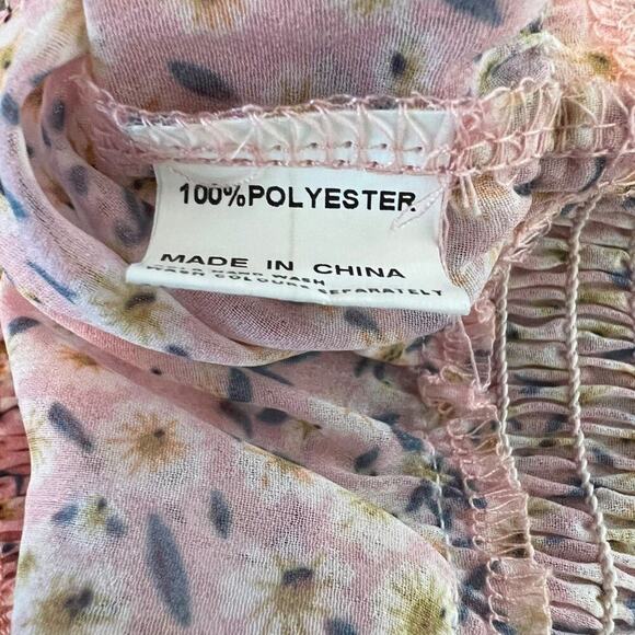 Princess Polly Floral V Neck Floral Sheer Cropped Peasant Top Size Small 2 - Picture 5 of 6